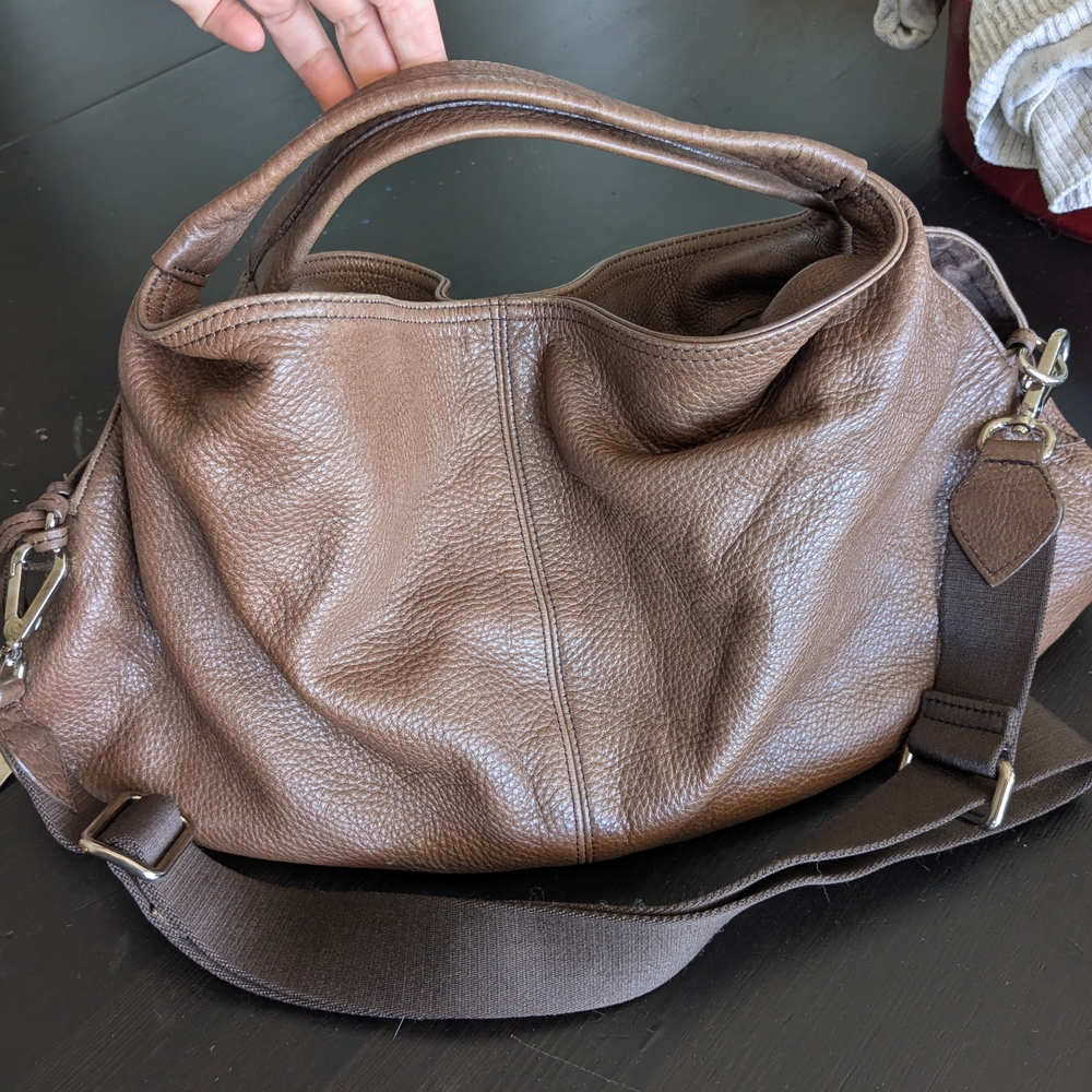 Furla Brown Leather Hobo Bag with Slouchy Design